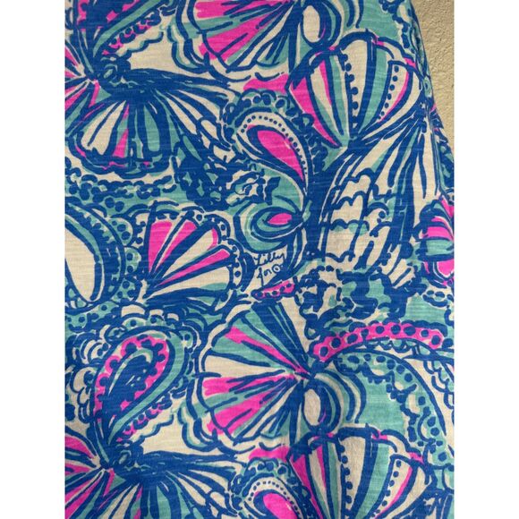Lilly Pulitzer Target Womens Blue Pink Tank Top Sz S High Low Beachy Coastal - Picture 2 of 8